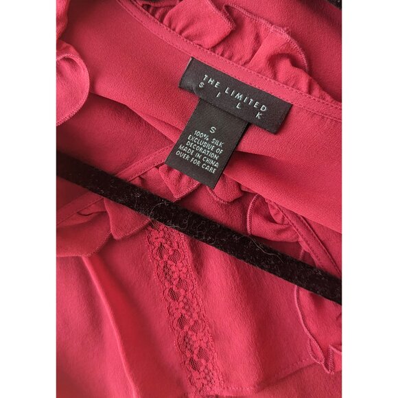 The Limited 100% Silk Flattering Sheer Feminine Buttoned Red Blouse Size S - Picture 5 of 7